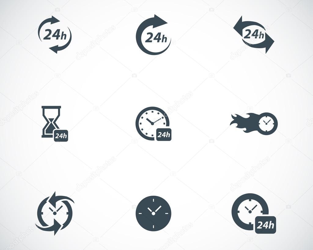 Vector black clock icons set