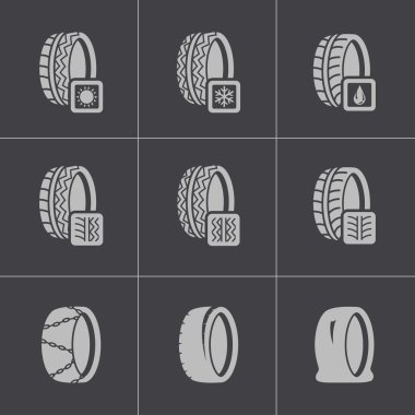 vektör siyah lastik Icon set