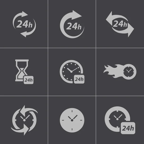 Conjunto de iconos de reloj negro vector — Archivo Imágenes Vectoriales