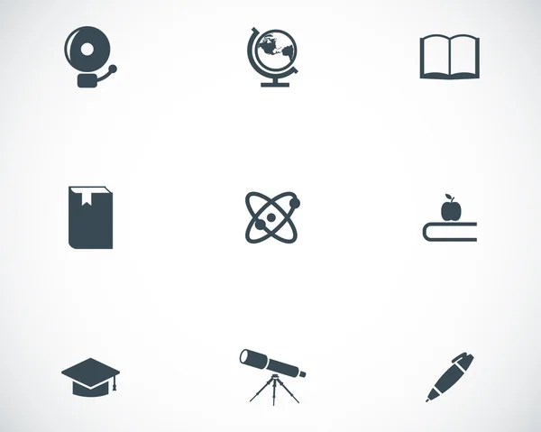 Conjunto de iconos de educación negra vectorial — Vector de stock