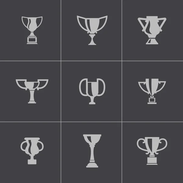 Conjunto de iconos de trofeo negro vector — Vector de stock