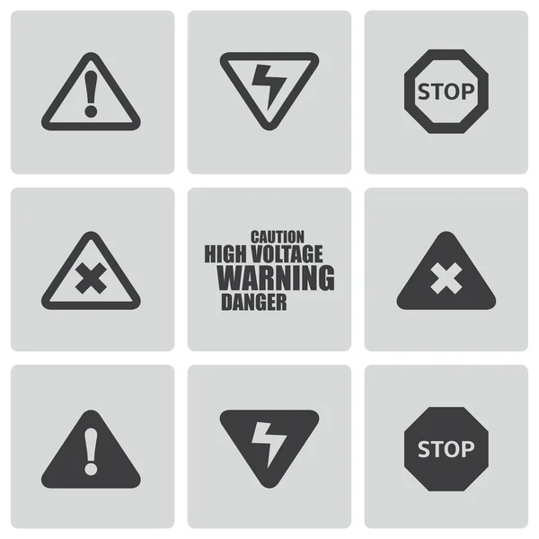 Vector black danger icons set — Stock Vector