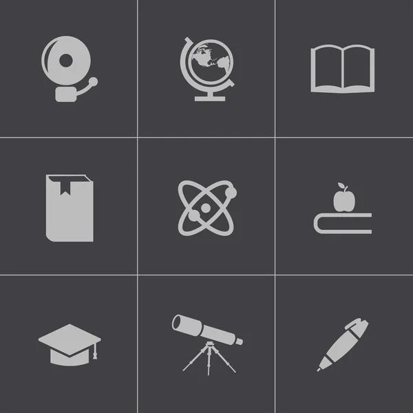 Vettoriale nero educazione icone impostato — Vettoriale Stock