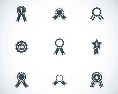 siyah vektör ödül madalya Icons set