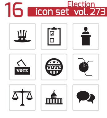 siyah vektör electiion Icons set