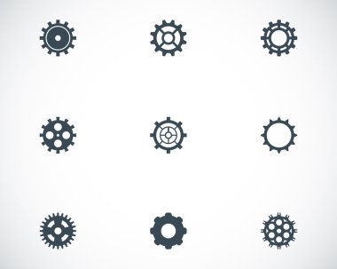 vektör siyah dişli simgeler kümesi