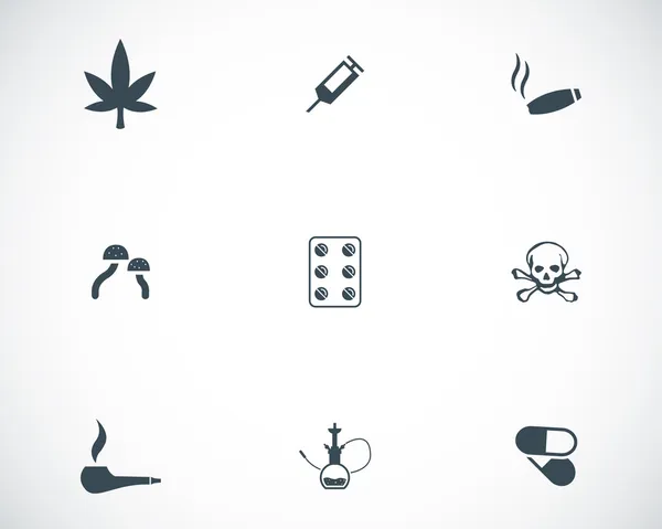 Vektor svart droger ikoner set — Stock vektor