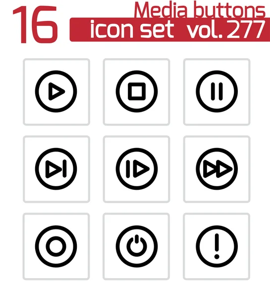 Vector black media buttons icons set — Stock Vector