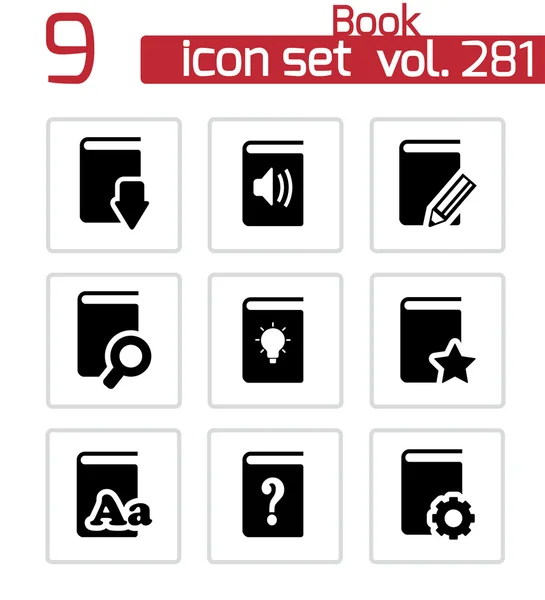 Vector negro Conjunto de iconos de libros — Vector de stock