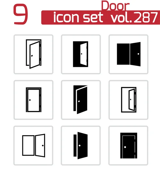 Conjunto de iconos de puerta negra vectorial — Vector de stock