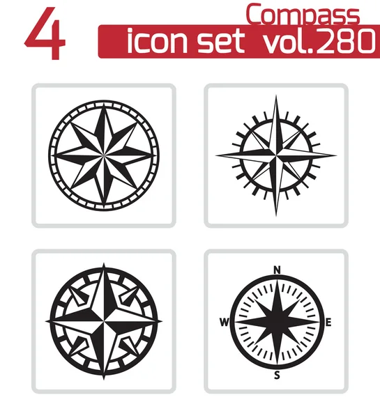 Vector black compass icons set — Stock Vector