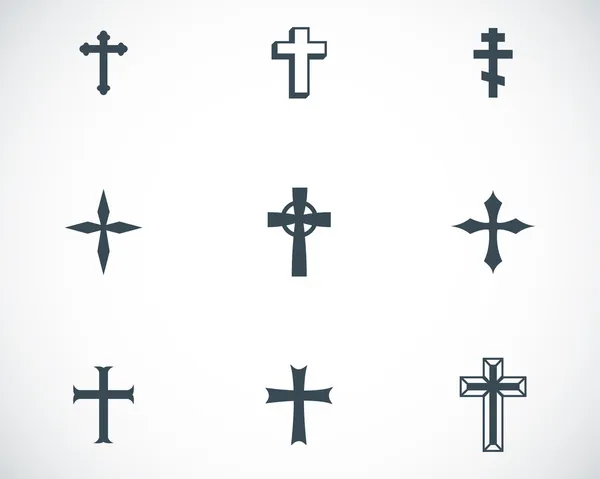 矢量黑色克里斯蒂亚十字架图标集 — 图库矢量图片