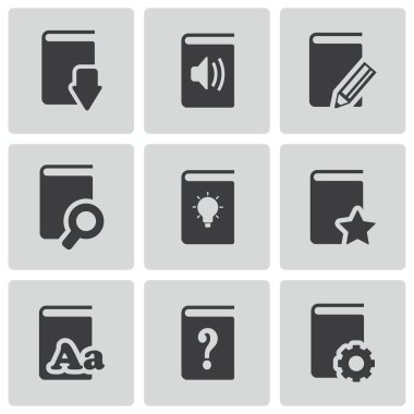 vektör siyah kitap simgeler kümesi