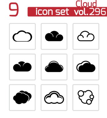 vektör Siyah bulut simgeler kümesi