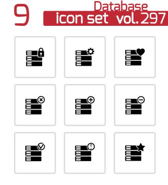 siyah vektör veritabanı simgeler kümesi