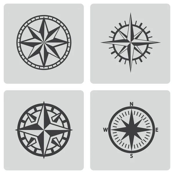 Vector zwarte kompas icons set — Stockvector