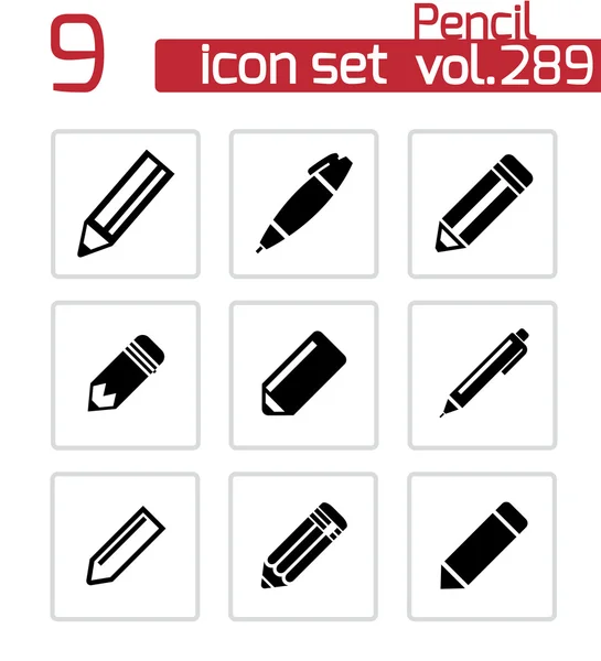 Conjunto de ícones de lápis preto vetorial — Vetor de Stock