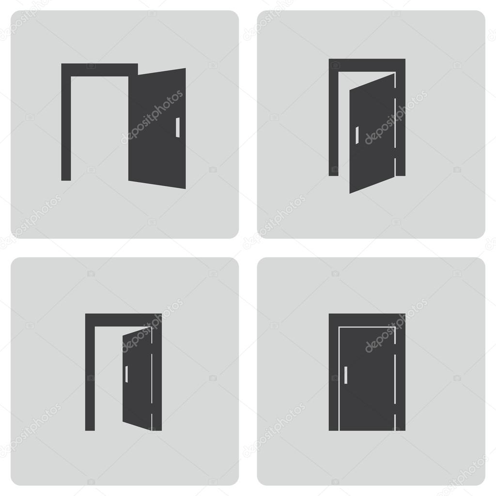 Vector black door icons set