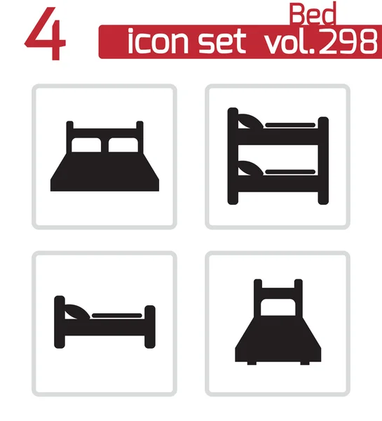 Vector zwarte bed icons set — Stockvector