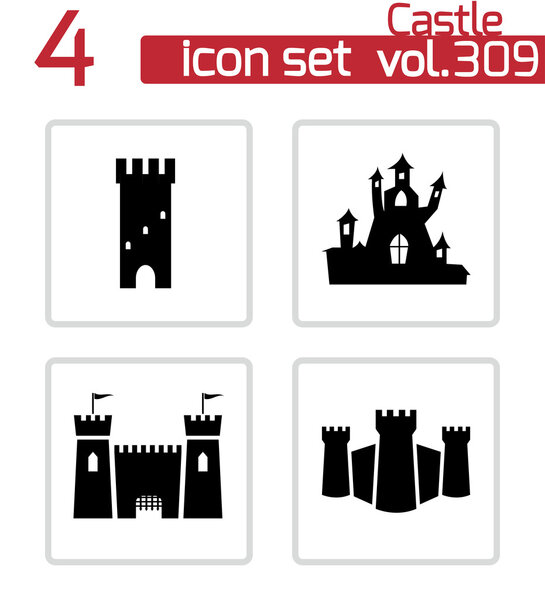 Набор иконок векторного чёрного замка
