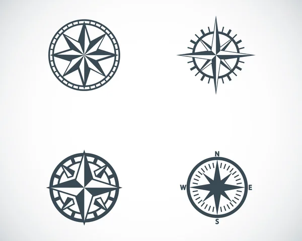 Vector black compass icons set — Stock Vector