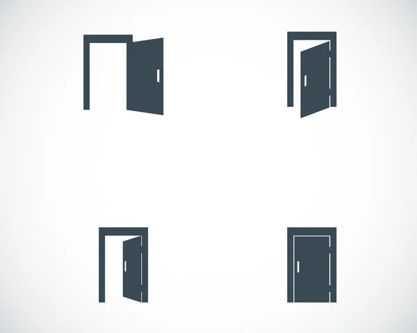 Conjunto de iconos de puerta negra vectorial — Archivo Imágenes Vectoriales