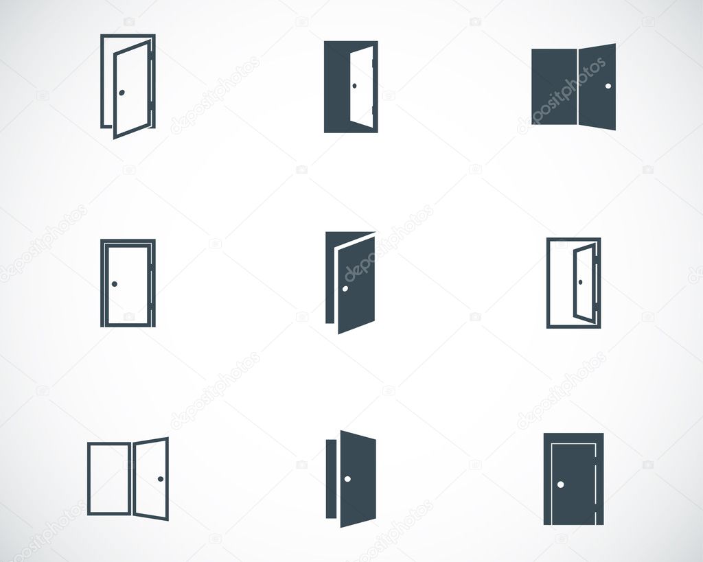 Vector black door icons set