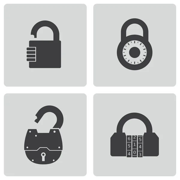 Vector zwarte lock icons set — Stockvector