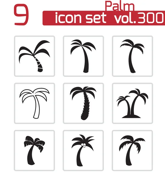 Vector black palm icons set — Stock Vector