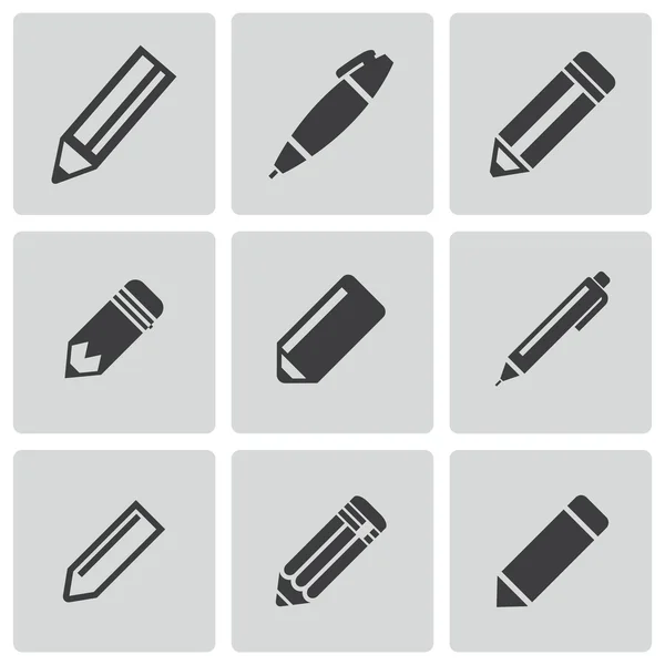 Conjunto de iconos de lápiz negro vectorial — Vector de stock