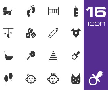 Beyaz arka plan üzerinde vektör siyah bebek Icons set