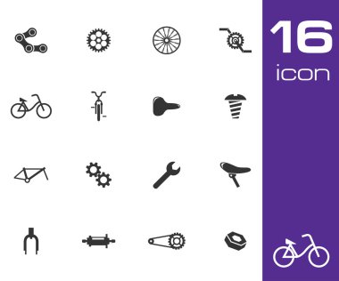 siyah vektör Bisiklet bölümü Icons set