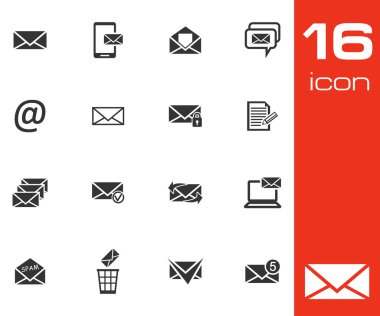 Beyaz arka plan üzerinde vektör siyah email Icons set
