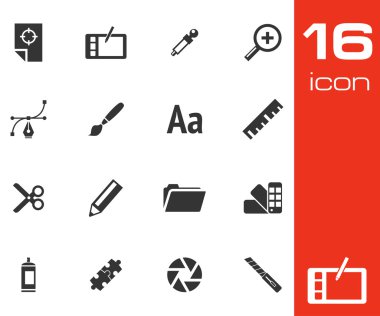 siyah vektör grafik tasarım Icons set