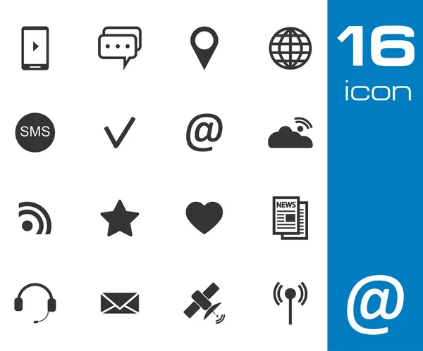 Vector negro iconos de comunicación establecidos sobre fondo blanco — Archivo Imágenes Vectoriales