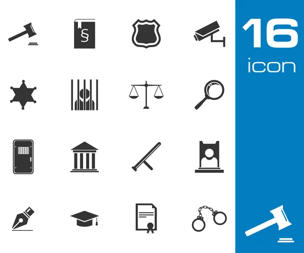 Vector black justice icons set — Stock Vector