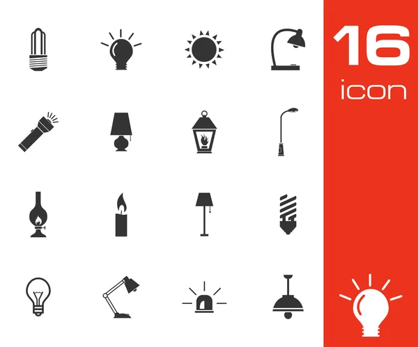 Vector zwart licht icons set — Stockvector