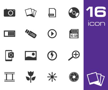 vektör siyah fotoğraf simge seti