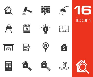siyah vektör gayrimenkul Icons set