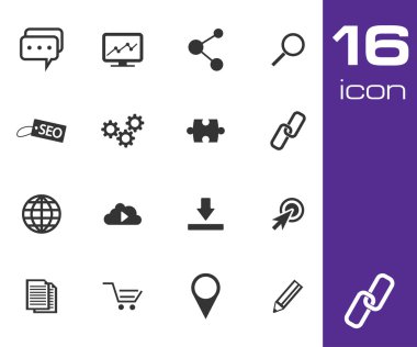 siyah vektör seo simgeler kümesi