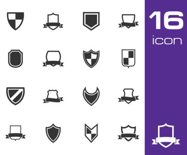 siyah vektör simge kalkan simge seti