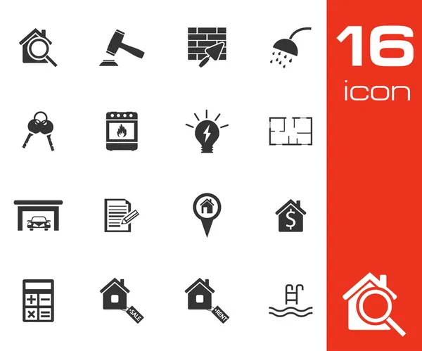 Vector black real estate icons set — Stock Vector