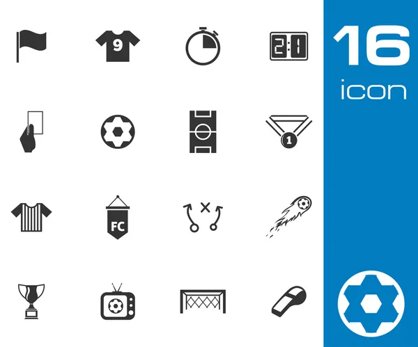 Conjunto de iconos de fútbol negro vector — Archivo Imágenes Vectoriales