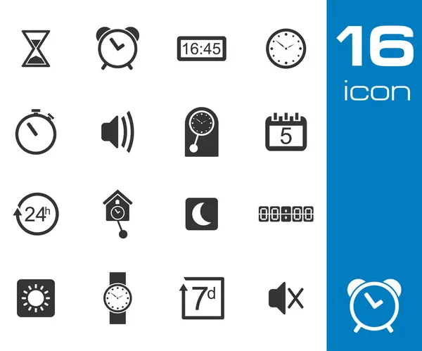 Conjunto de iconos de tiempo negro vectorial — Archivo Imágenes Vectoriales