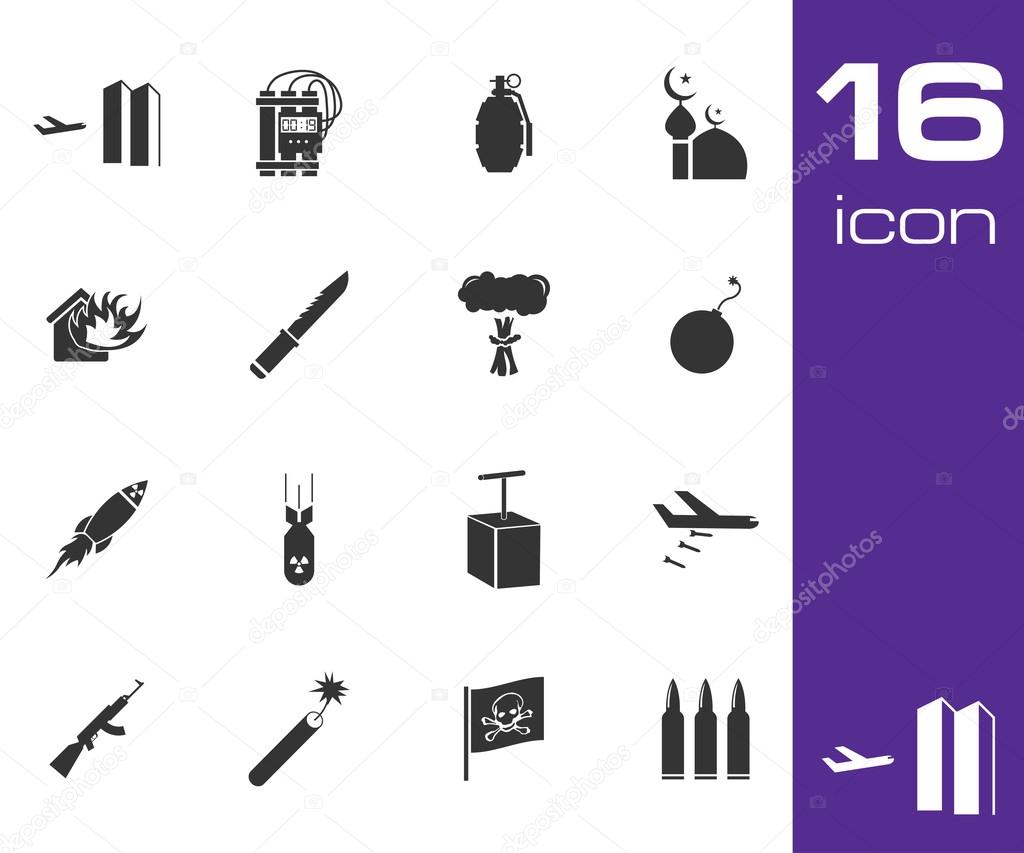 Vector black terrorism icons set