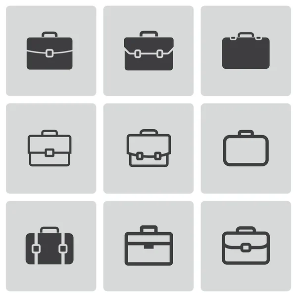 Conjunto de iconos del maletín negro vector — Archivo Imágenes Vectoriales