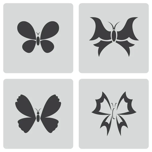 Zwarte vector buttefly icons set — Stockvector