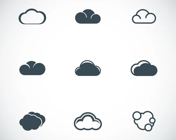 Conjunto de iconos Vector negro nube — Stockvector