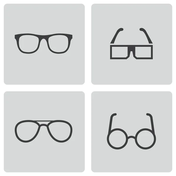 Vector zwarte glazen icons set — Stockvector