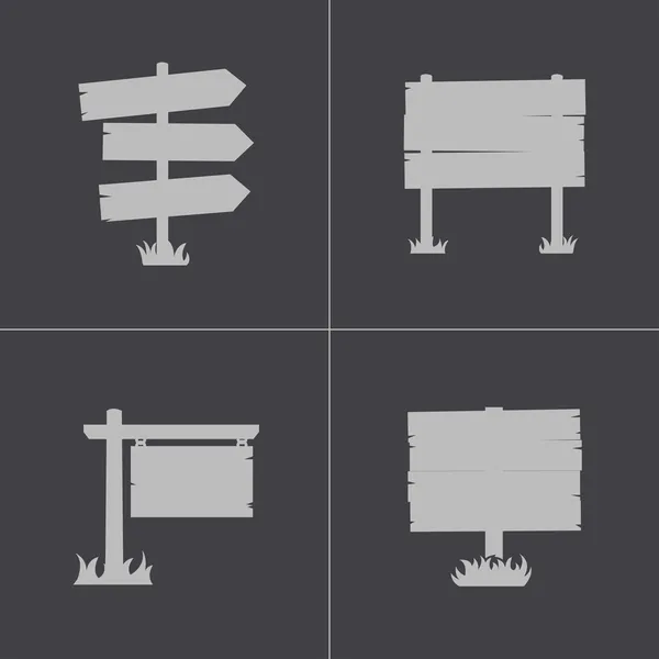 Staré dřevo znamení sada vektorové černé — Stockový vektor